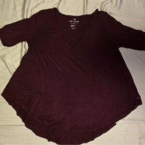 American Eagle Soft & Sexy Deep Burgundy Tee